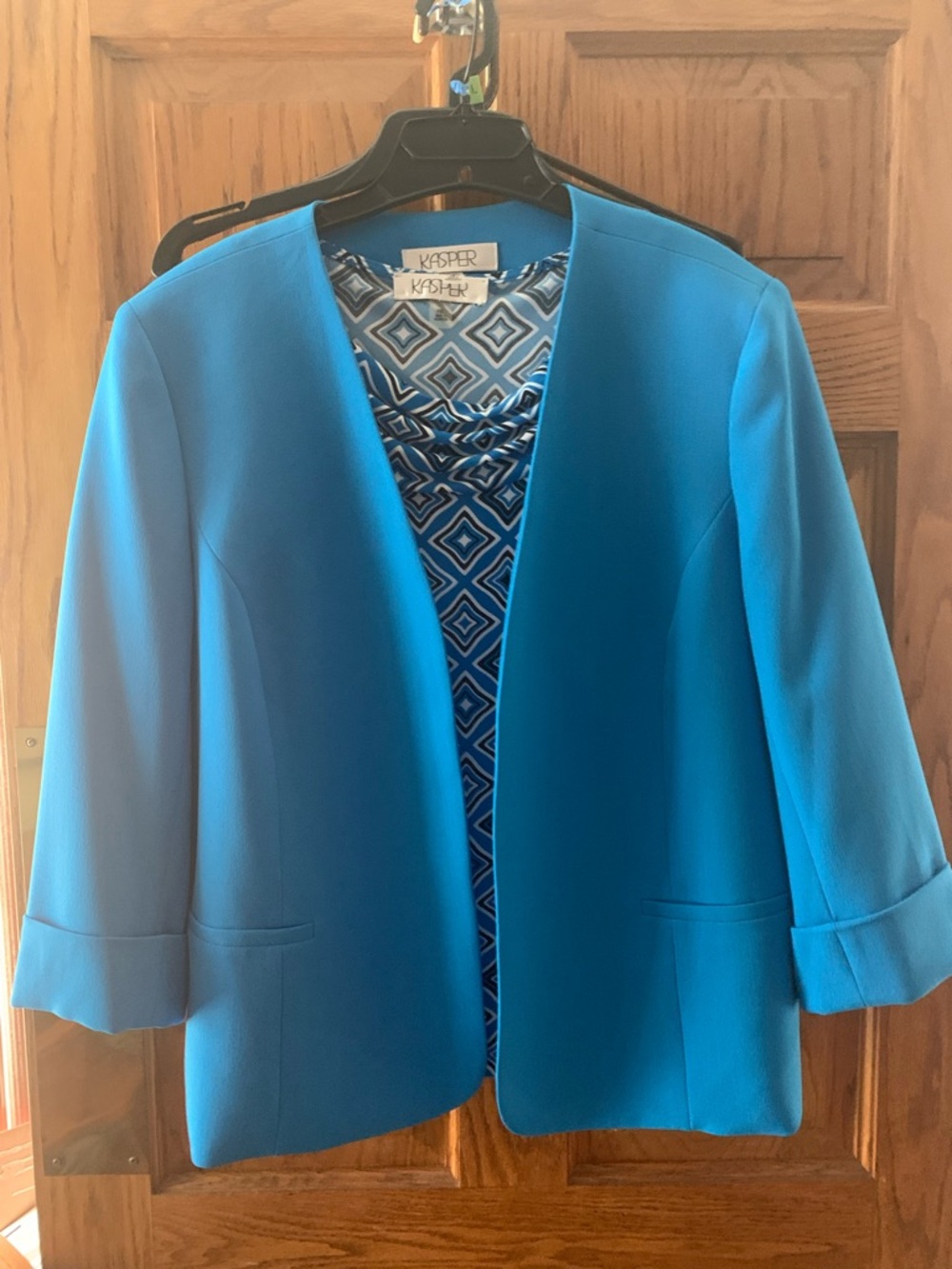 Kasper Women's Bright Turquoise Open-Front Blazer size 18 w/Kasper PXL top